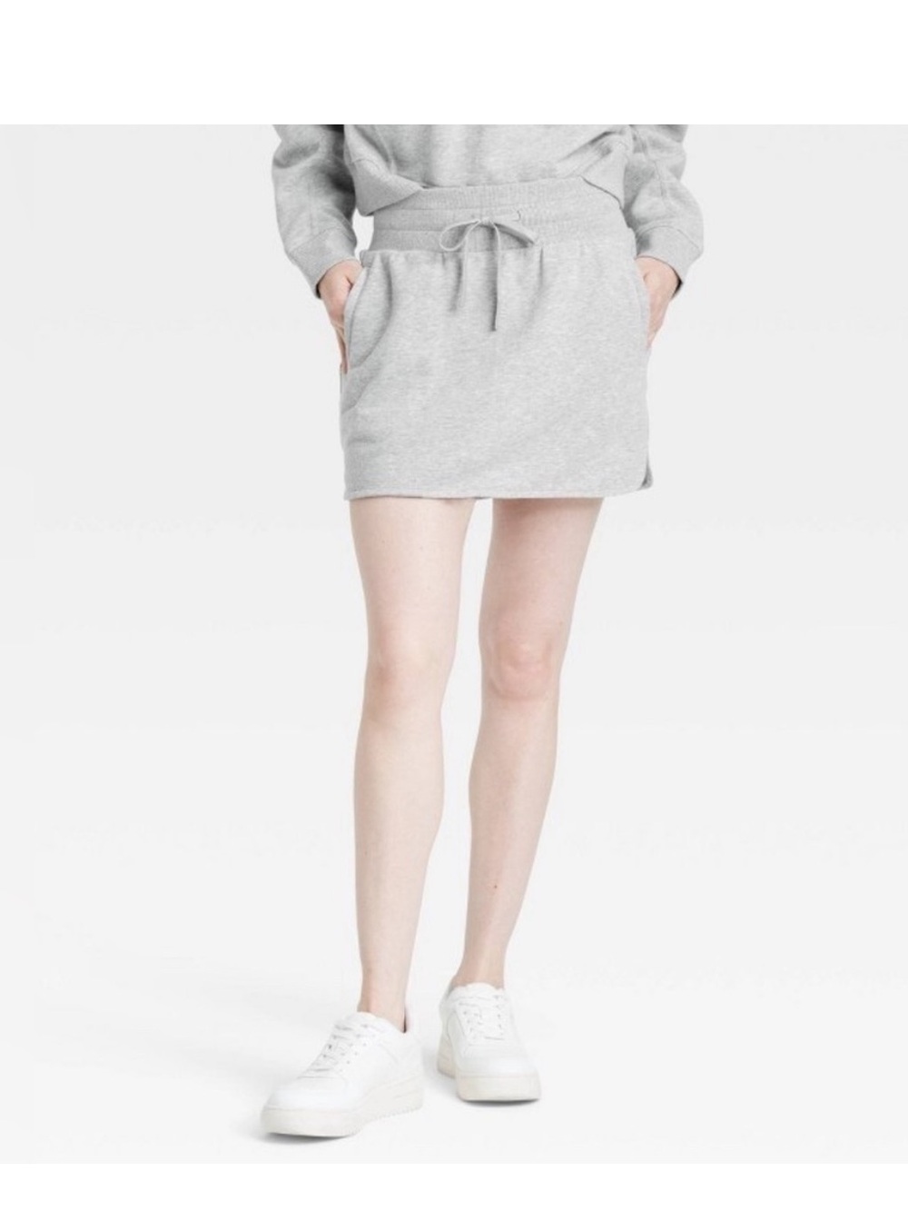 JoyLab Women's French Terry High-Rise Skort Heathered Gray L With Built in Short